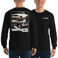 Thumbnail for Square Body Life Long Sleeve T-Shirt modeled in black
