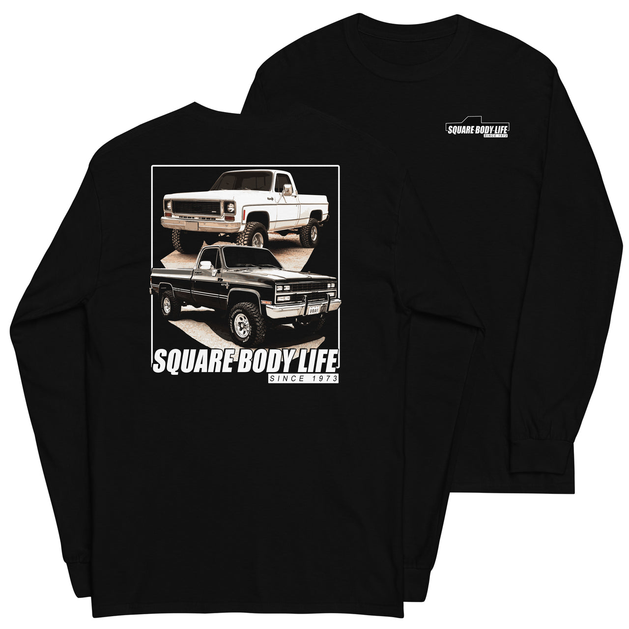 Square Body Life Long Sleeve T-Shirt in black