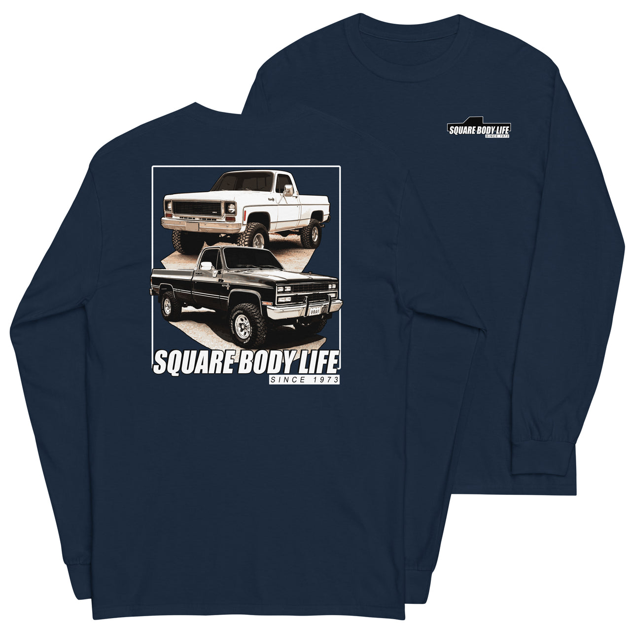 Square Body Life Long Sleeve T-Shirt in navy
