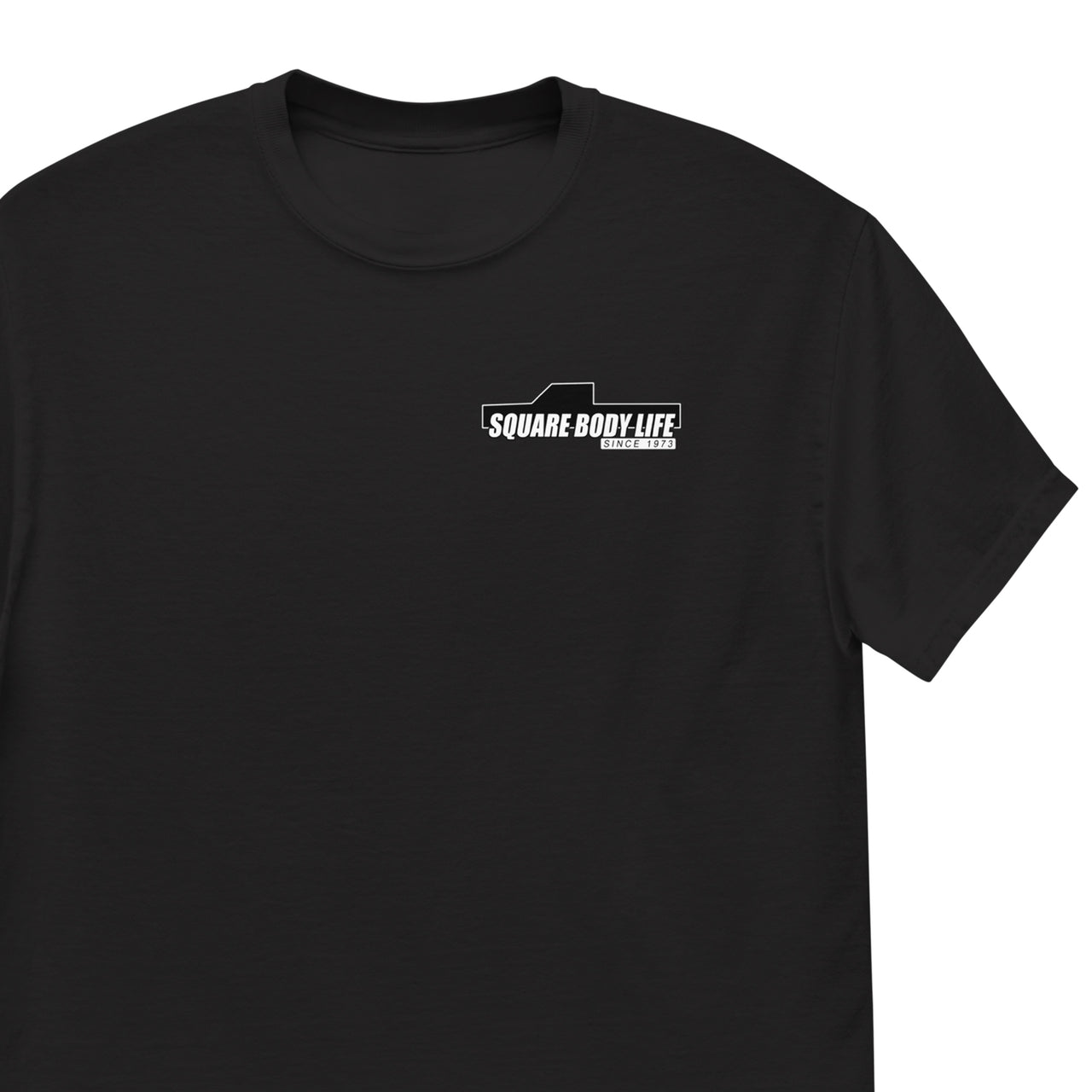 Square Body Life T-Shirt in black front view