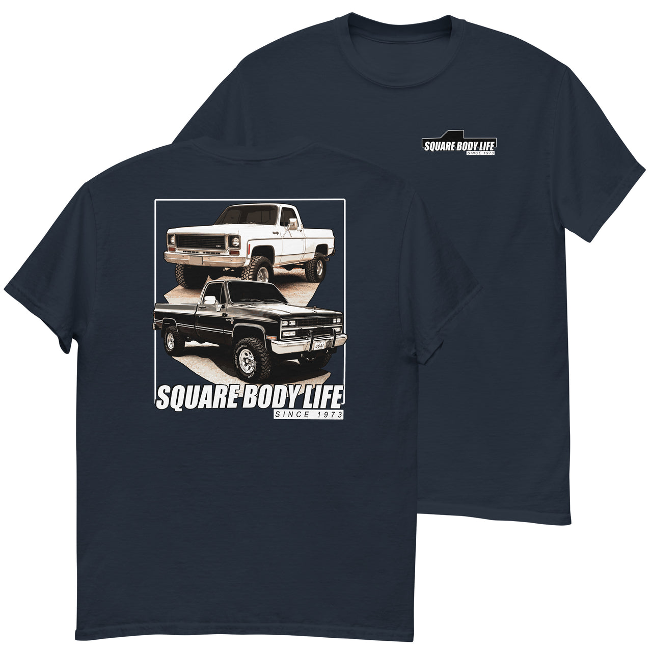 Square Body Life T-Shirt in navy
