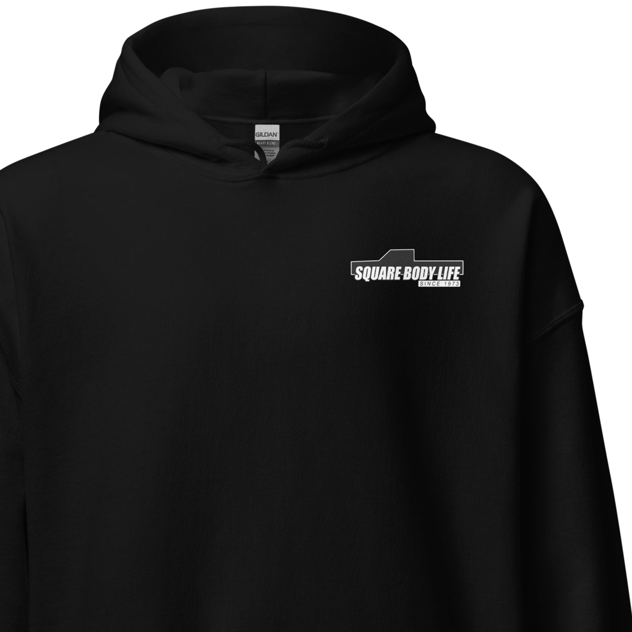 Square Body Life Hoodie in black - front view