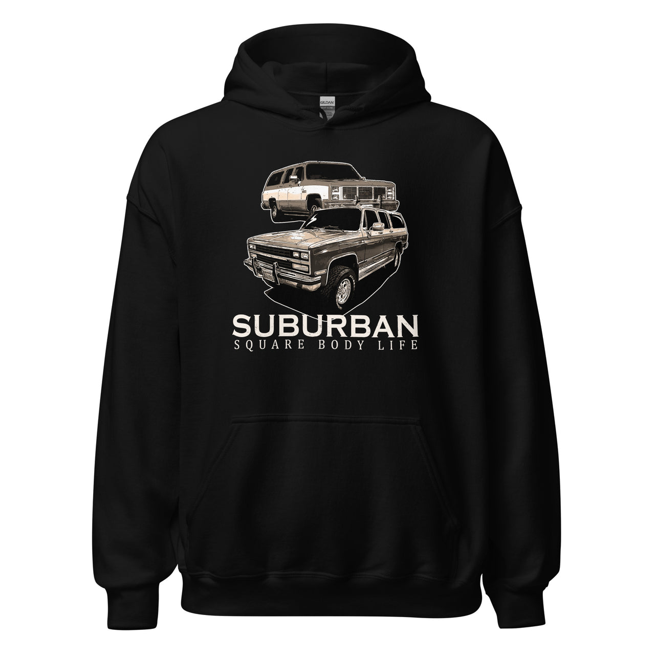 squarebody suburban truck hoodie in black