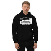 Thumbnail for Square Body Truck Hoodie, American Steel Squarebody Sweatshirt modeled in black