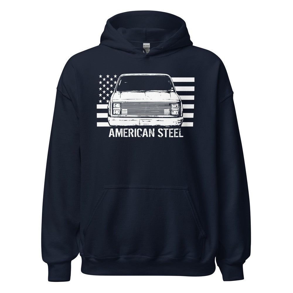 Square Body Truck Hoodie, American Steel Squarebody Sweatshirt in navy