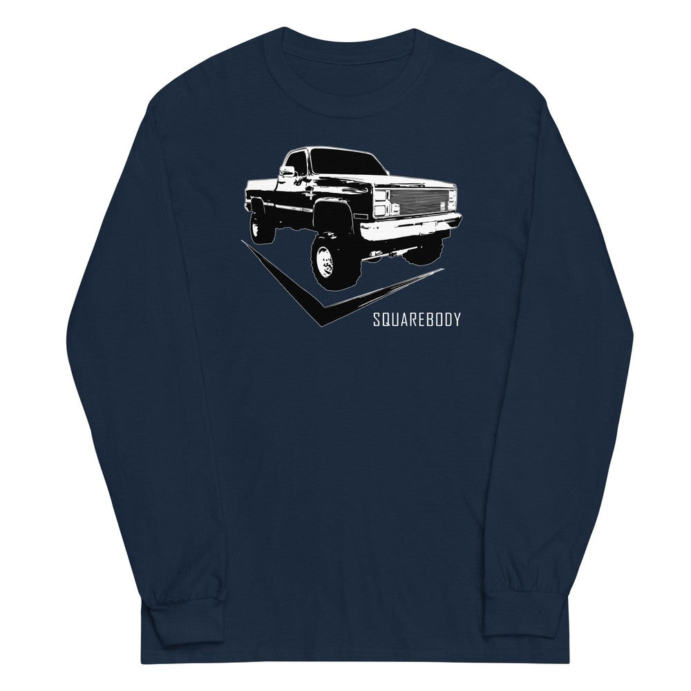 Square Body 80's Truck Long Sleeve T-Shirt in navy