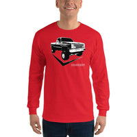 Thumbnail for Square Body 80's Truck Long Sleeve T-Shirt modeled in red