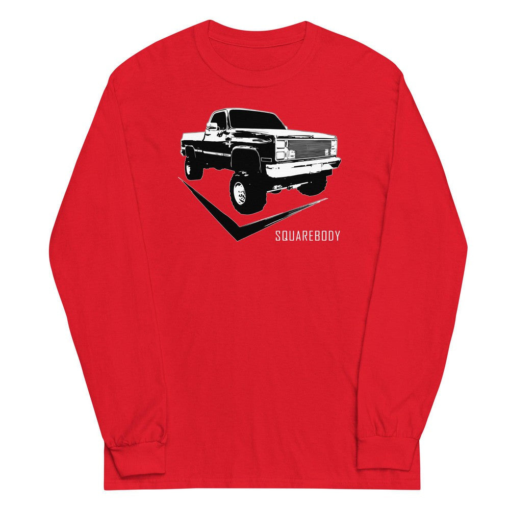 Square Body 80's Truck Long Sleeve T-Shirt in red