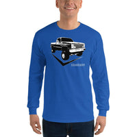 Thumbnail for Square Body 80's Truck Long Sleeve T-Shirt modeled in royal