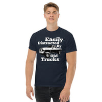 Thumbnail for square-body-truck-shirt-easily-distracted-by-old-trucks-navy-modeled-2