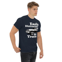 Thumbnail for square-body-truck-shirt-easily-distracted-by-old-trucks-navy-modeled