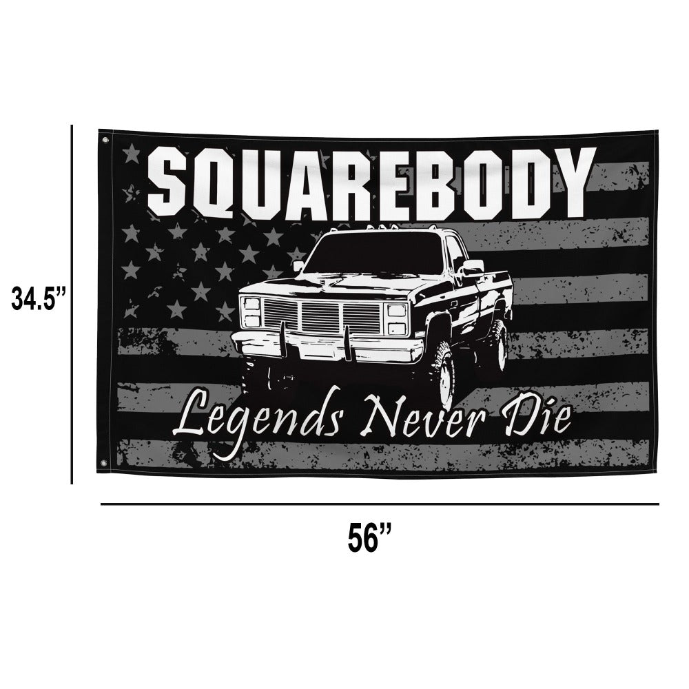 Squarebody Flag with dimensions