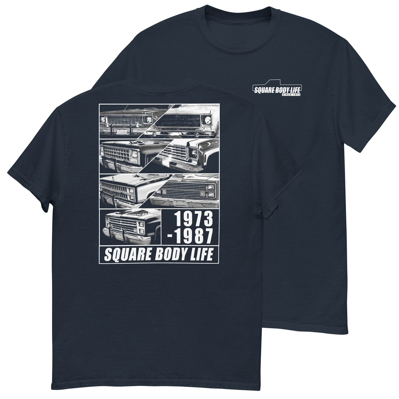 Square Body Life T-Shirt in navy 