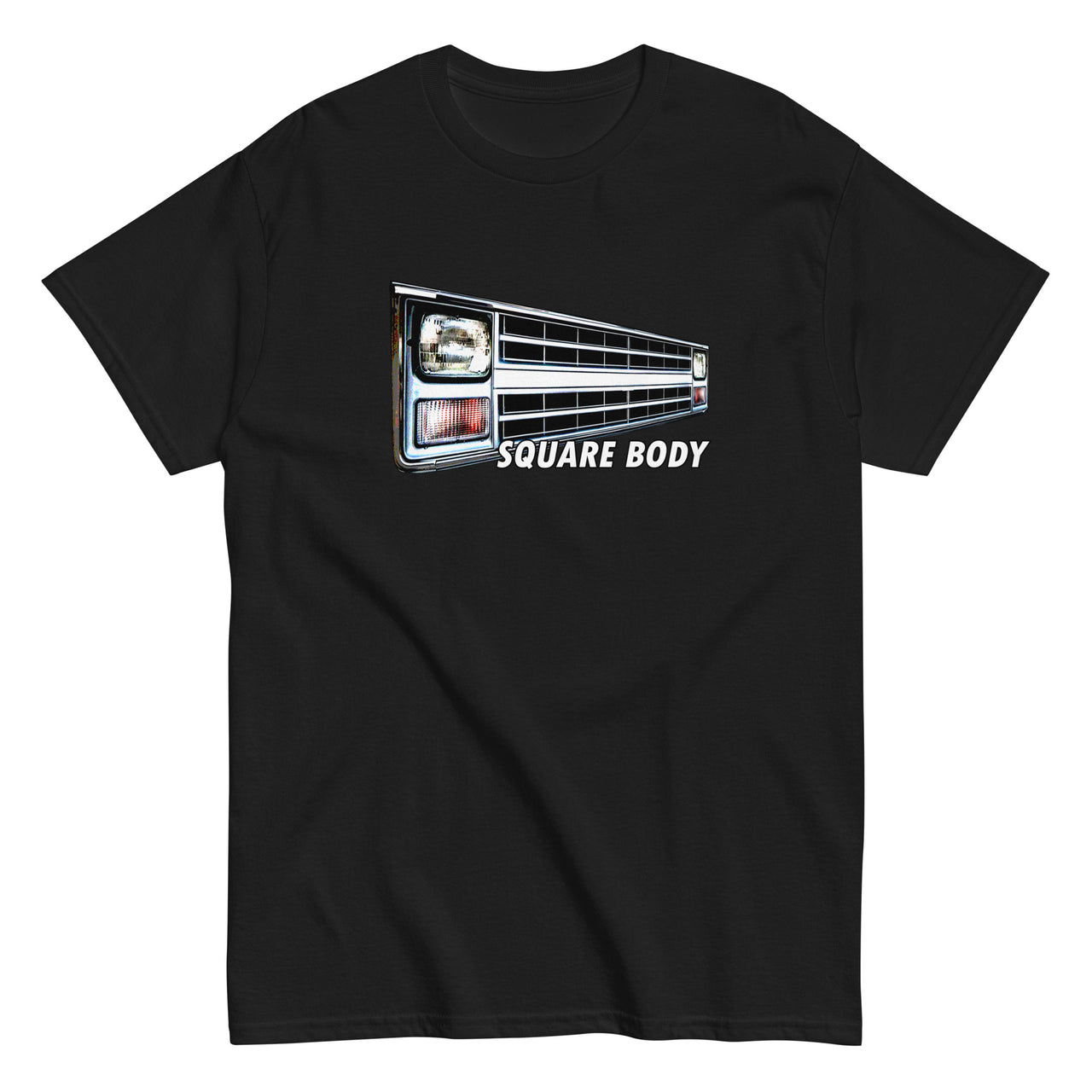 Square Body Angled 80s Truck Grille T-Shirt in black