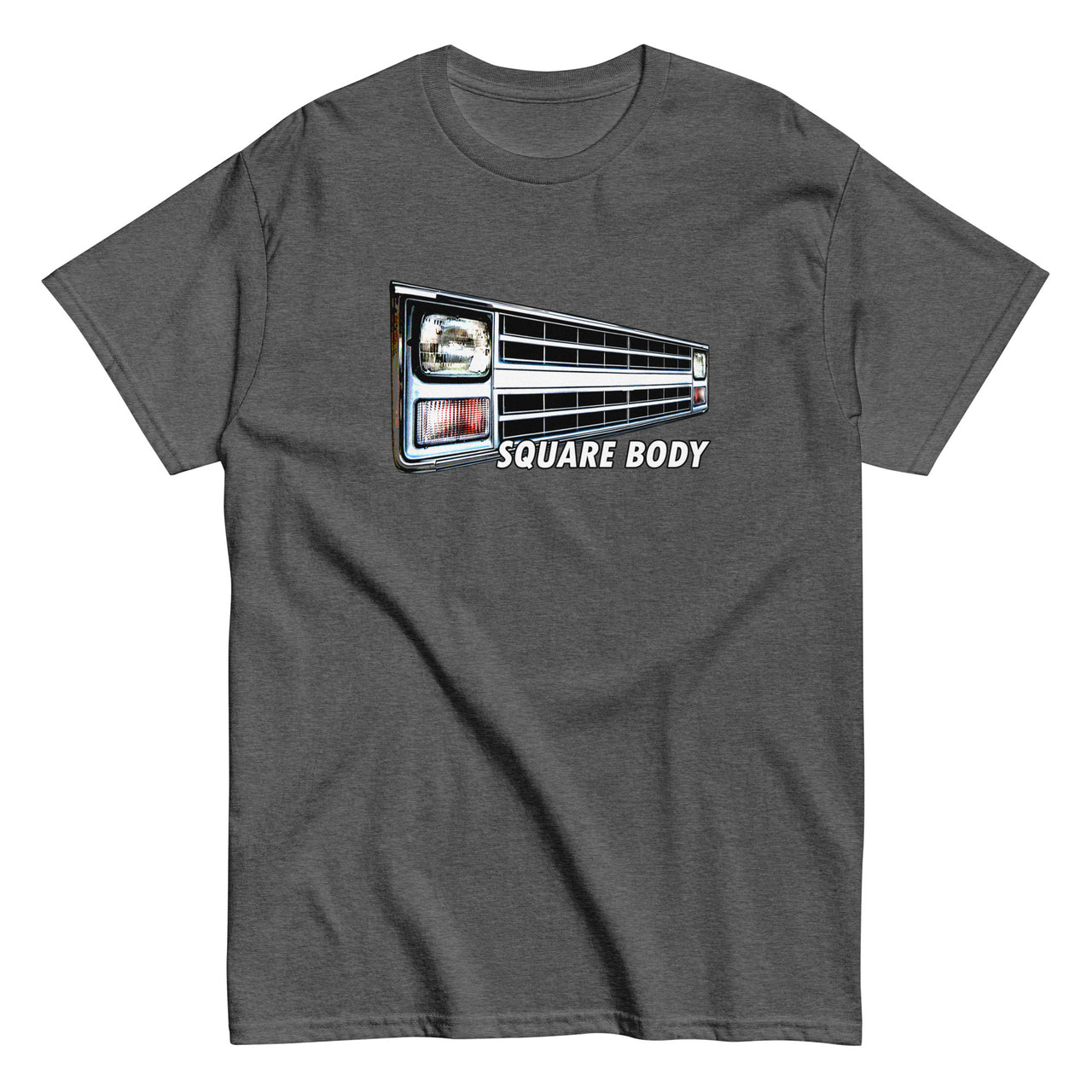 Square Body Angled 80s Truck Grille T-Shirt in grey