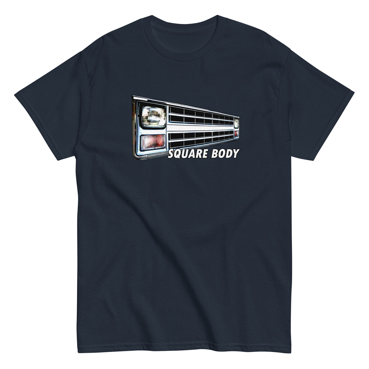Square Body Angled 80s Truck Grille T-Shirt in navy