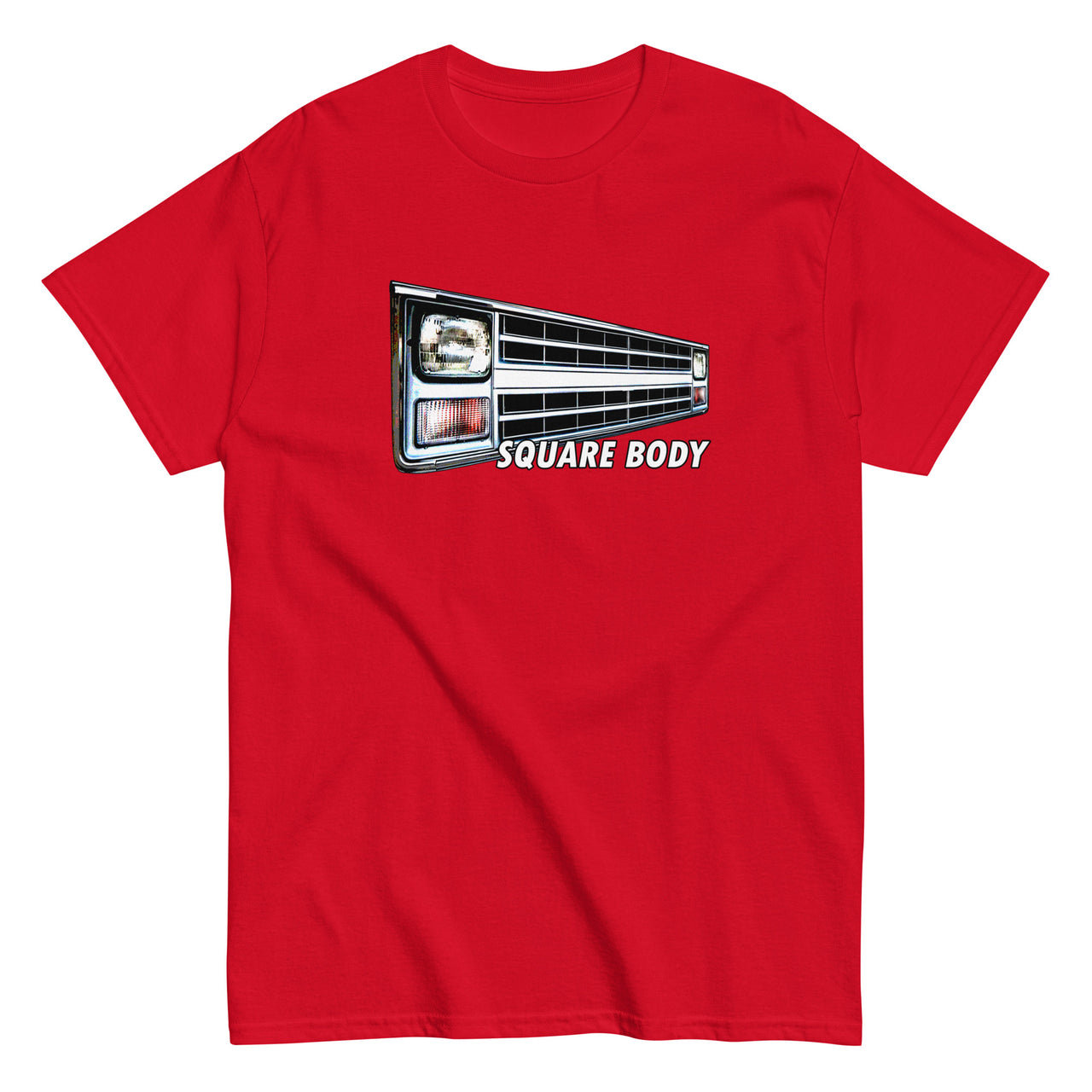 Square Body Angled 80s Truck Grille T-Shirt in red