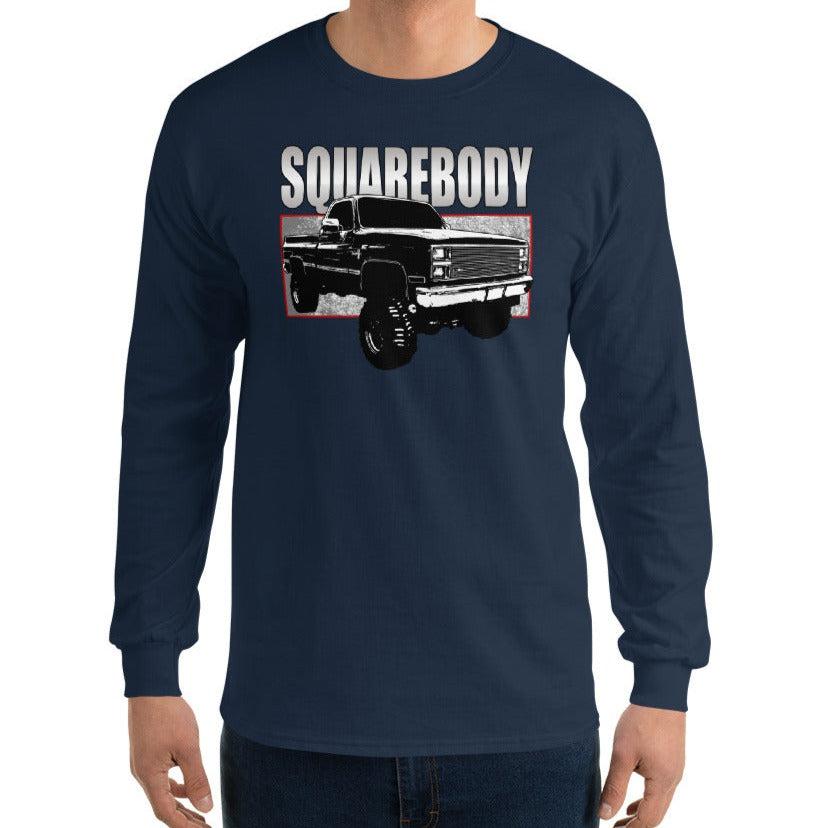 80s Squarebody 4x4 Long Sleeve T-Shirt modeled in navy