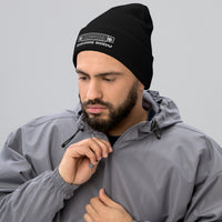 Thumbnail for Squarebody Square Body Round Eye Winter Hat Cuffed Beanie modeled in black