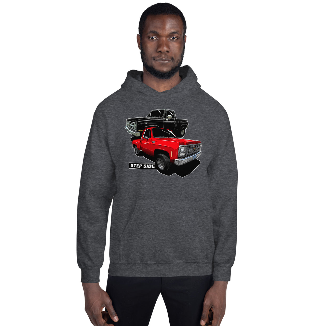step side square body truck hoodie modeled modeled in grey