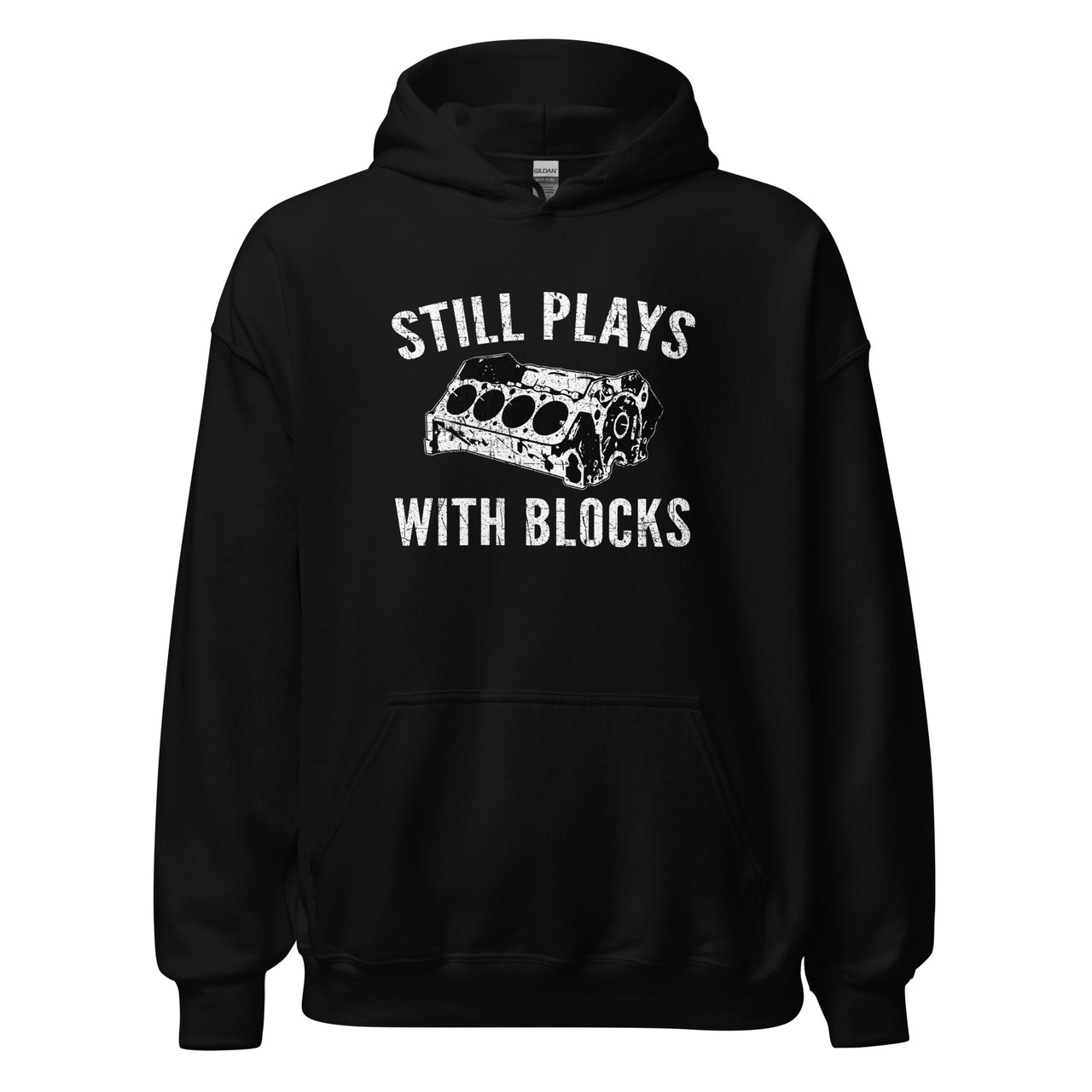 Still Plays With Blocks Car Enthusiast Hoodie Sweatshirt in black