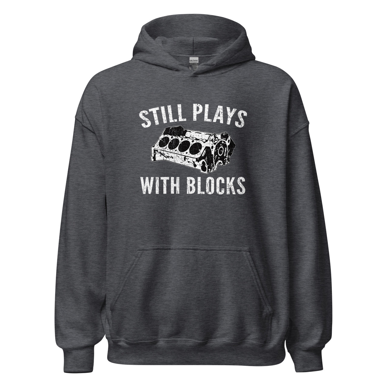 Still Plays With Blocks Car Enthusiast Hoodie Sweatshirt in grey