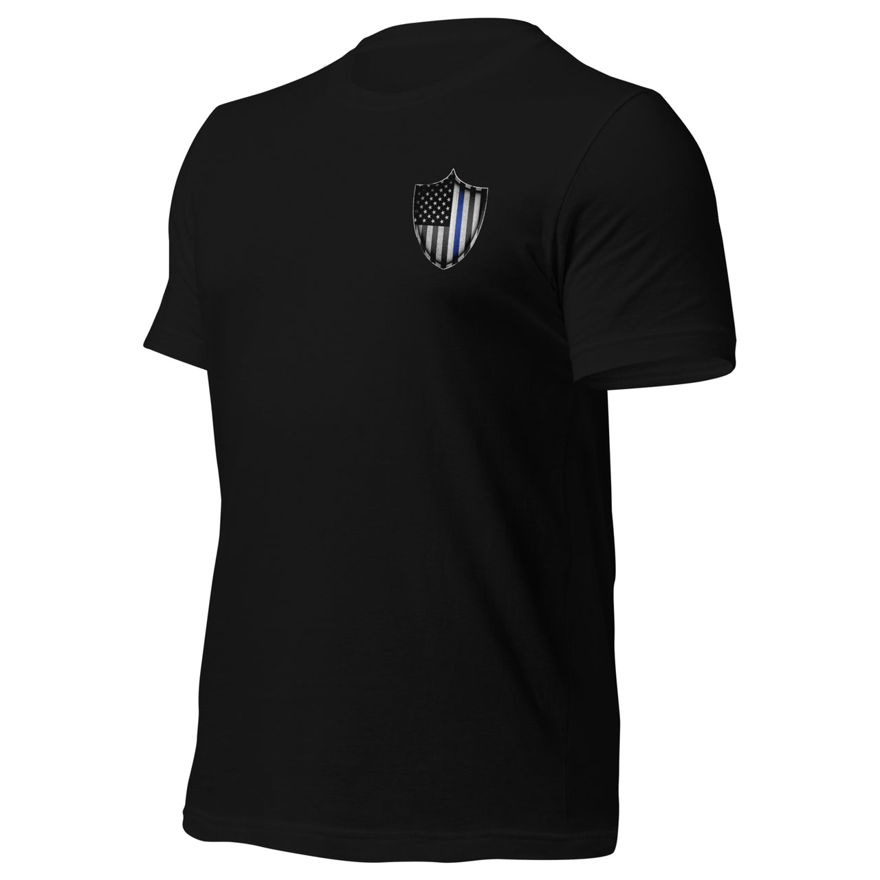 Thin Blue Line Police T-Shirt In Honor Of Our Fallen Tee - black side