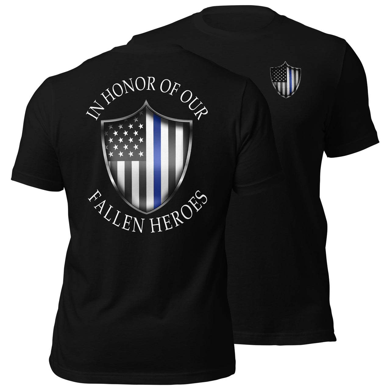 Thin Blue Line Police T-Shirt In Honor Of Our Fallen Tee - black