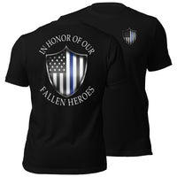 Thumbnail for Thin Blue Line Police T-Shirt In Honor Of Our Fallen Tee - black