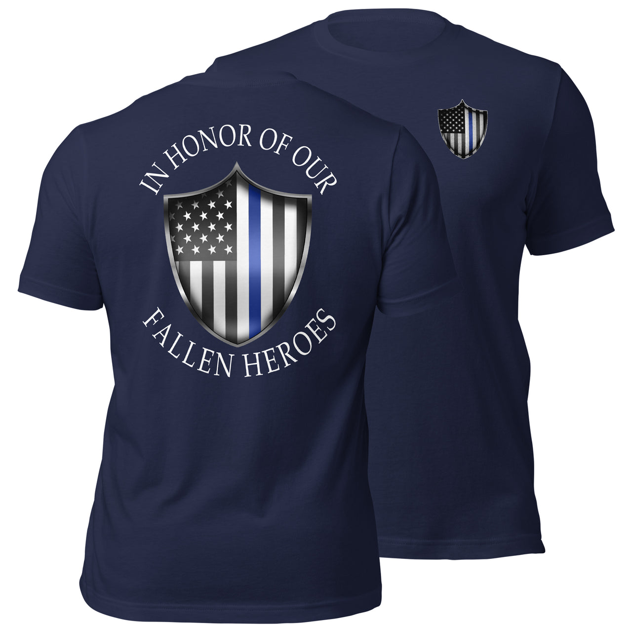 Thin Blue Line Police T-Shirt In Honor Of Our Fallen Tee - navy