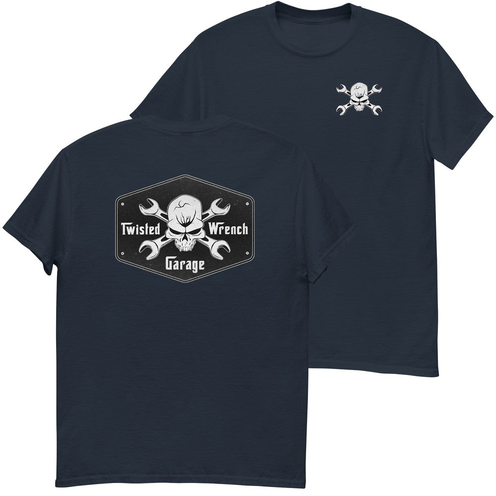 Twisted Wrench Garage Mechanic T-Shirt in navy