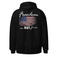 Thumbnail for Freedom Is NOT Free Patriotic American Flag Hoodie-In-Black-From Aggressive Thread