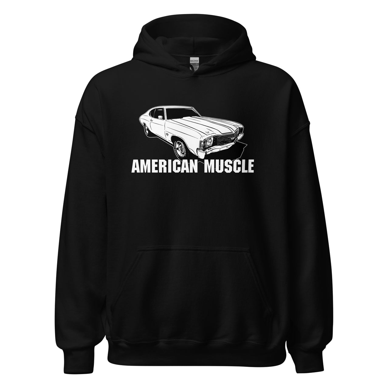 1972 Chevelle Car Hoodie American Muscle Car Sweatshirt in black