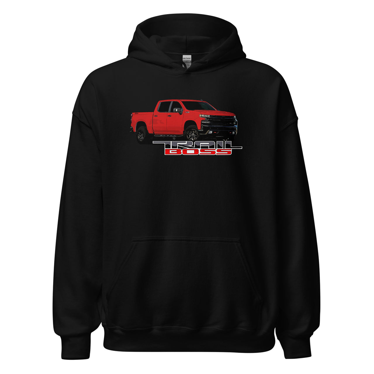 Red Trail Boss Truck Hoodie in black