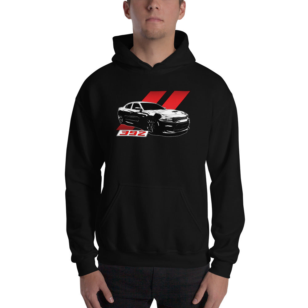 Charger 392 Hoodie modeled in black