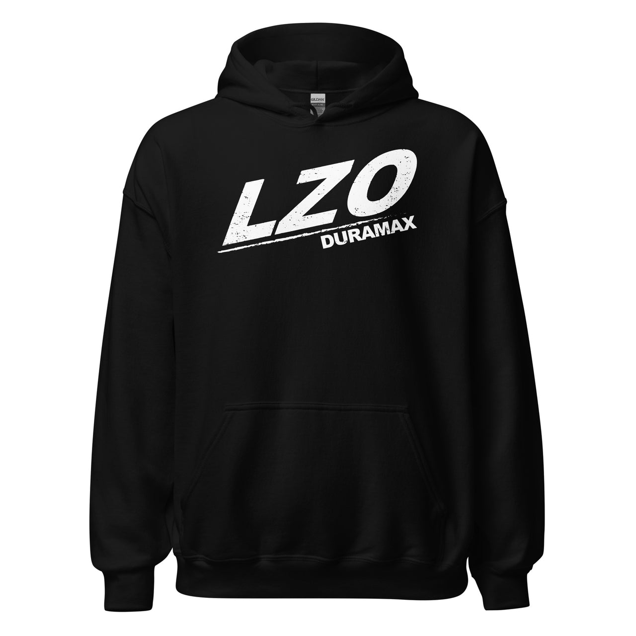 LZO 3.0 Duramax Hoodie Sweatshirt With American Flag Design front in black