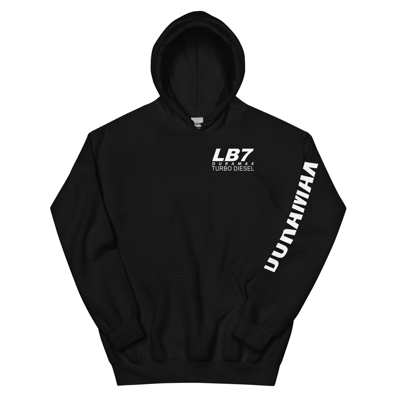 LB7 Duramax Hoodie Pullover Sweatshirt With Sleeve Print - in black