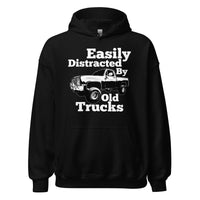 Thumbnail for Black Square Body Truck Hoodie Sweatshirt - Easily Distracted By Old Trucks