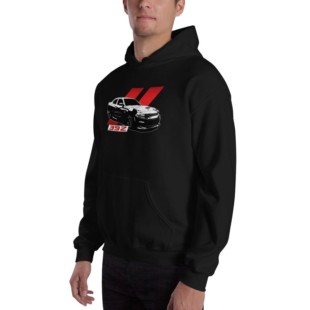 Charger 392 Hoodie modeled in black