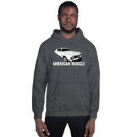 Thumbnail for Man modeling a 1972 Chevelle Car Hoodie American Muscle Car Sweatshirt in grey