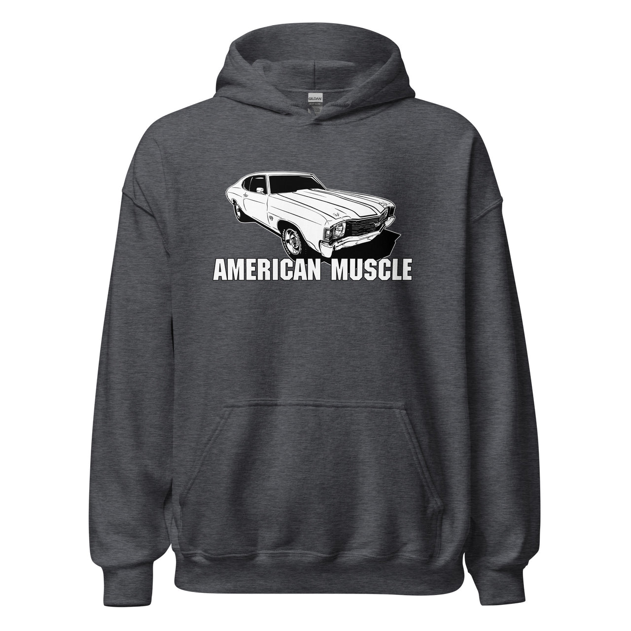1972 Chevelle Car Hoodie American Muscle Car Sweatshirt-In-Dark Heather-From Aggressive Thread