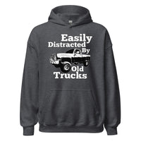 Thumbnail for dark heather Square Body Truck Hoodie Sweatshirt - Easily Distracted By Old Trucks