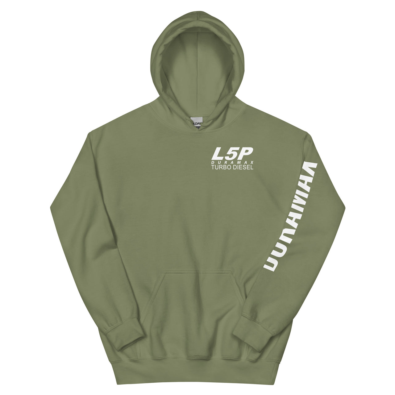 L5P Duramax Hoodie Pullover Sweatshirt With Sleeve Print - green