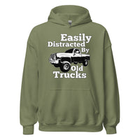 Thumbnail for military Square Body Truck Hoodie Sweatshirt - Easily Distracted By Old Trucks