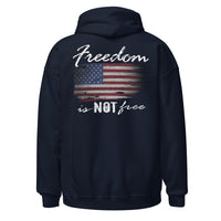 Thumbnail for Freedom Is NOT Free Patriotic American Flag Hoodie-In-Black-From Aggressive Thread