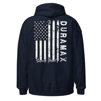 Thumbnail for LZO 3.0 Duramax Hoodie Sweatshirt With American Flag Design back in navy