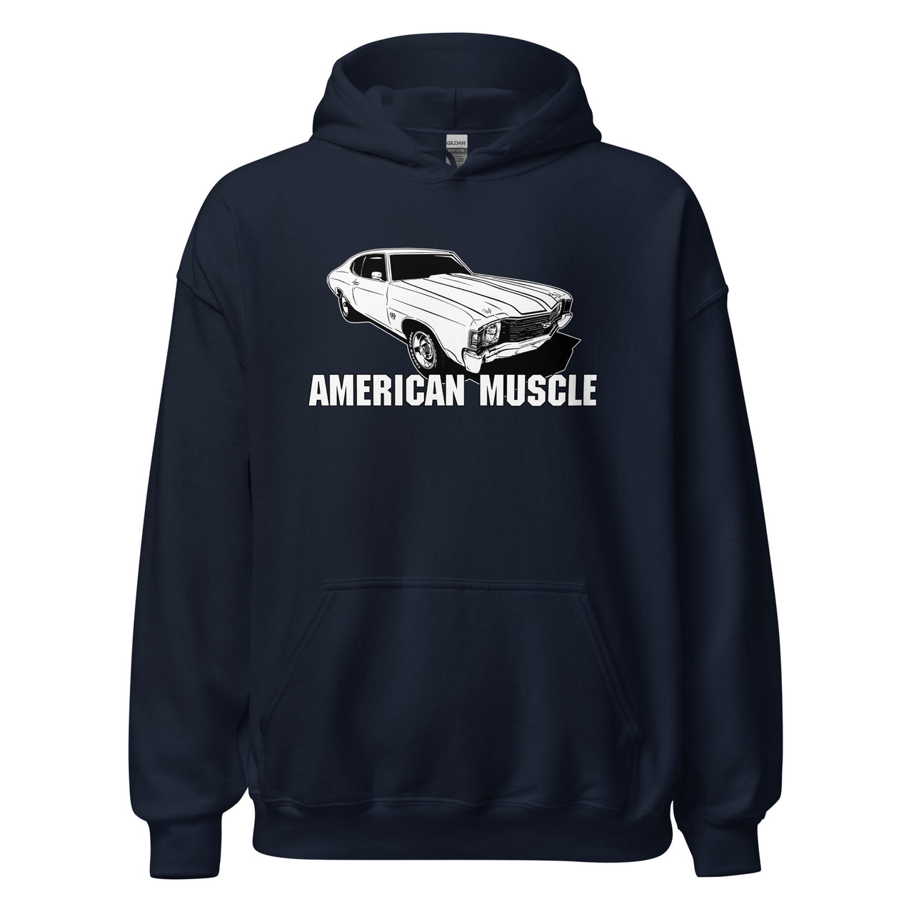 1972 Chevelle Car Hoodie American Muscle Car Sweatshirt in navy