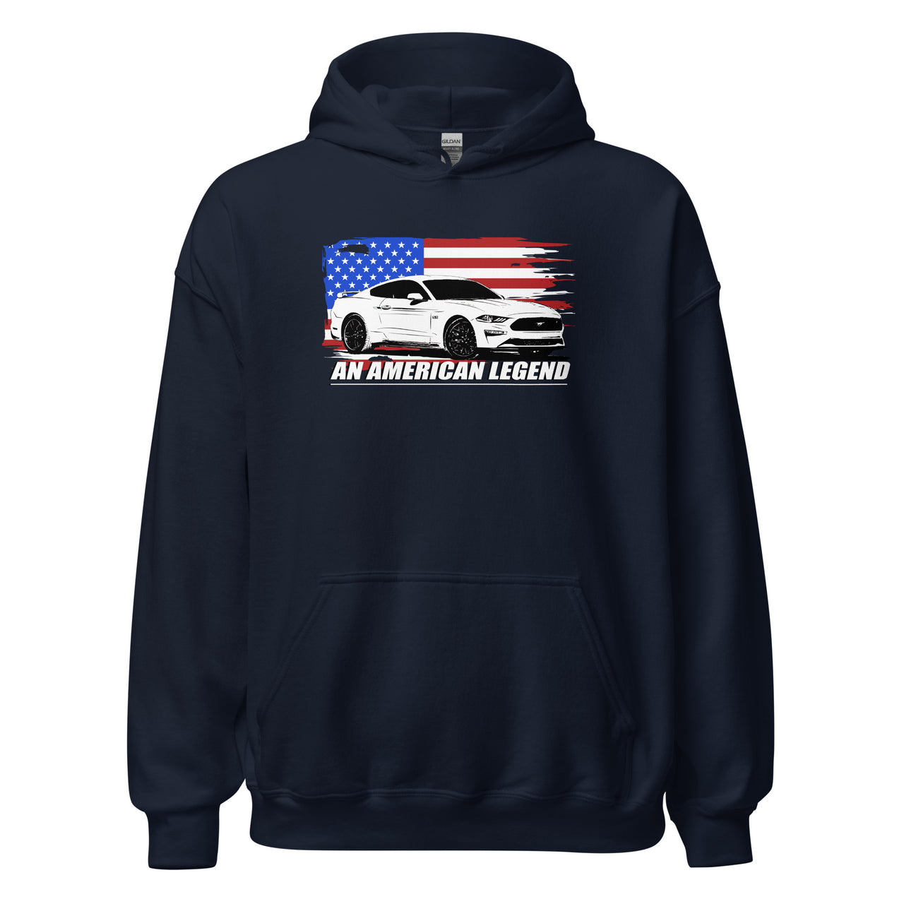 American Flag Mustang GT 5.0 Hoodie in navy