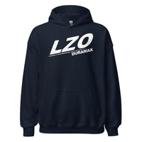 Thumbnail for LZO 3.0 Duramax Hoodie Sweatshirt With American Flag Design front in navy