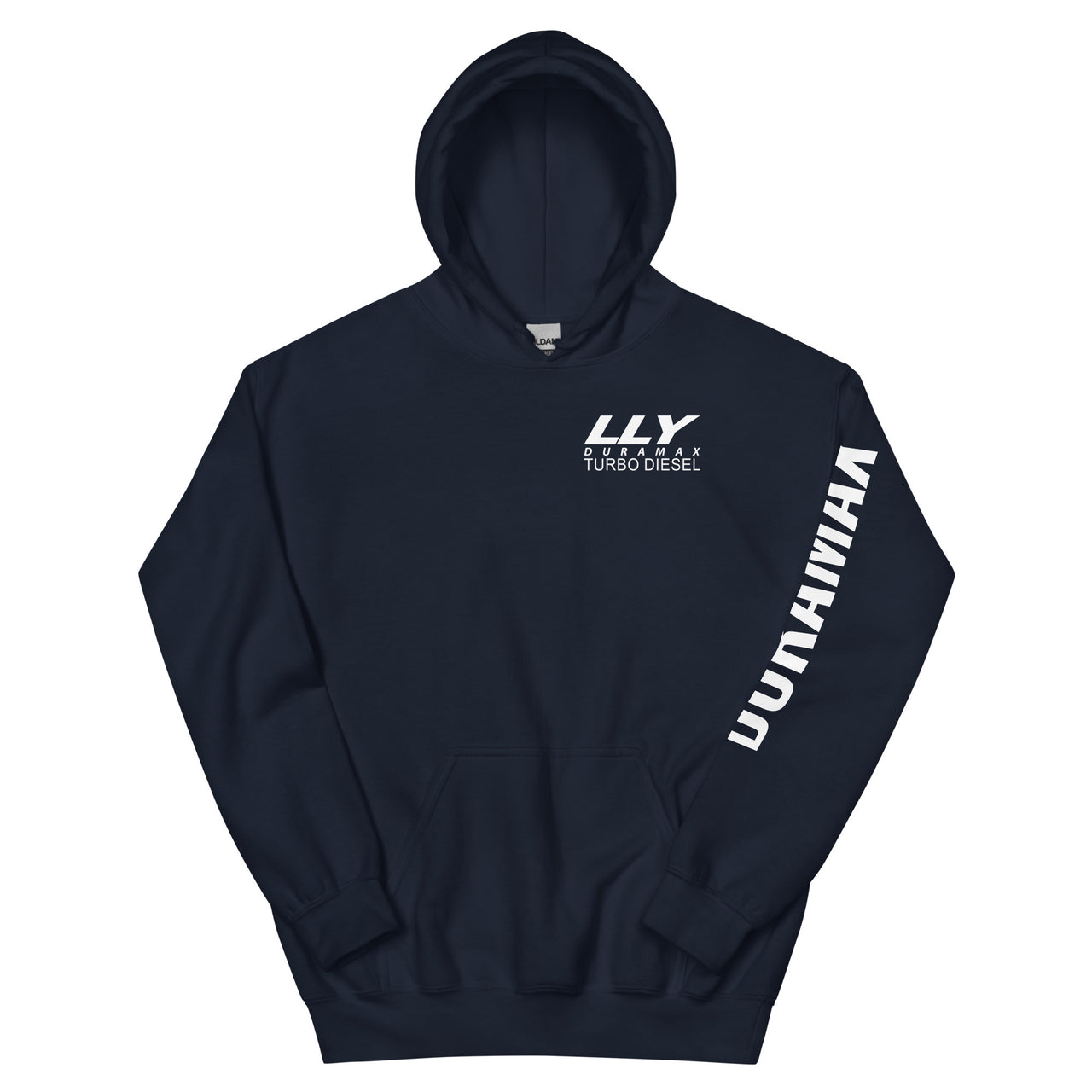 LLY Duramax Hoodie Pullover Sweatshirt With Sleeve Print in navy